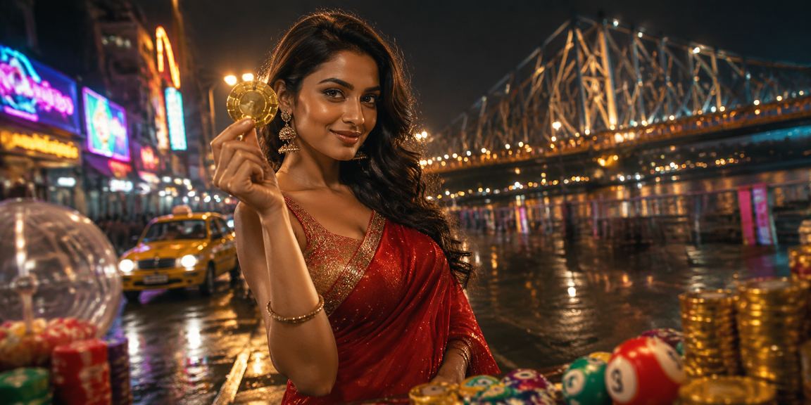 Teen Patti played on mobile device in vibrant neon-lit Kolkata setting