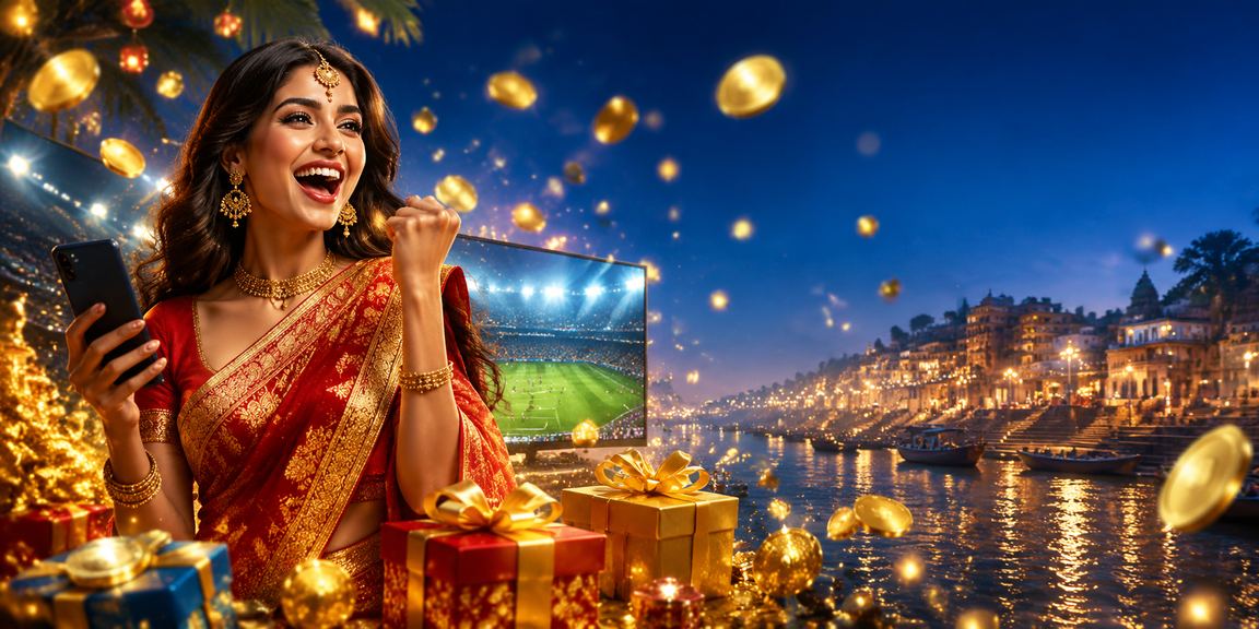 Mobile casino app view near Varanasi ghat with traditional Indian attire